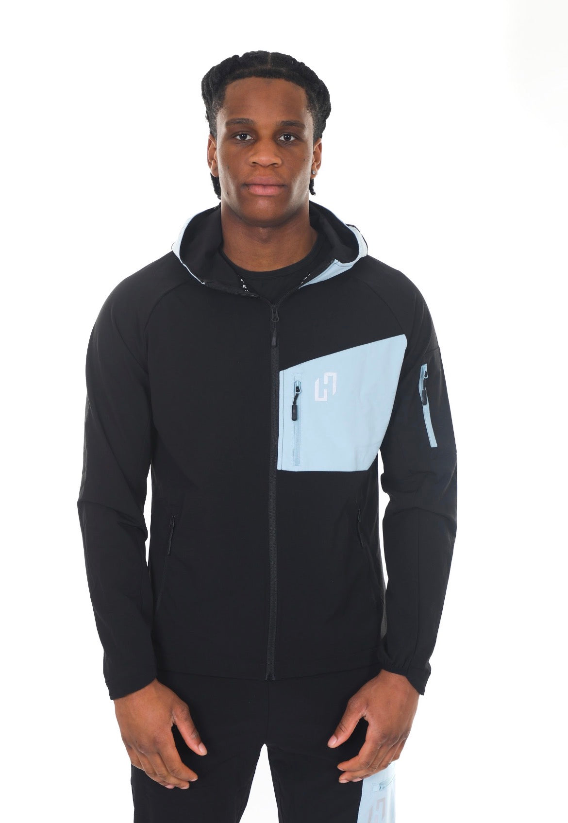 Hedera Shell Tracksuit - Black / Light Blue