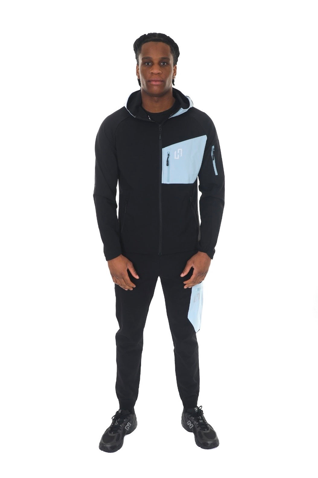 Hedera Shell Tracksuit - Black / Light Blue